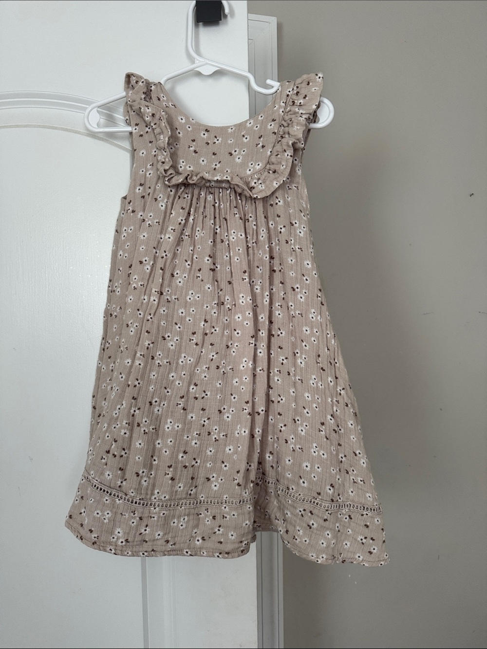Girls' Taupe Floral Ruffle Sundress